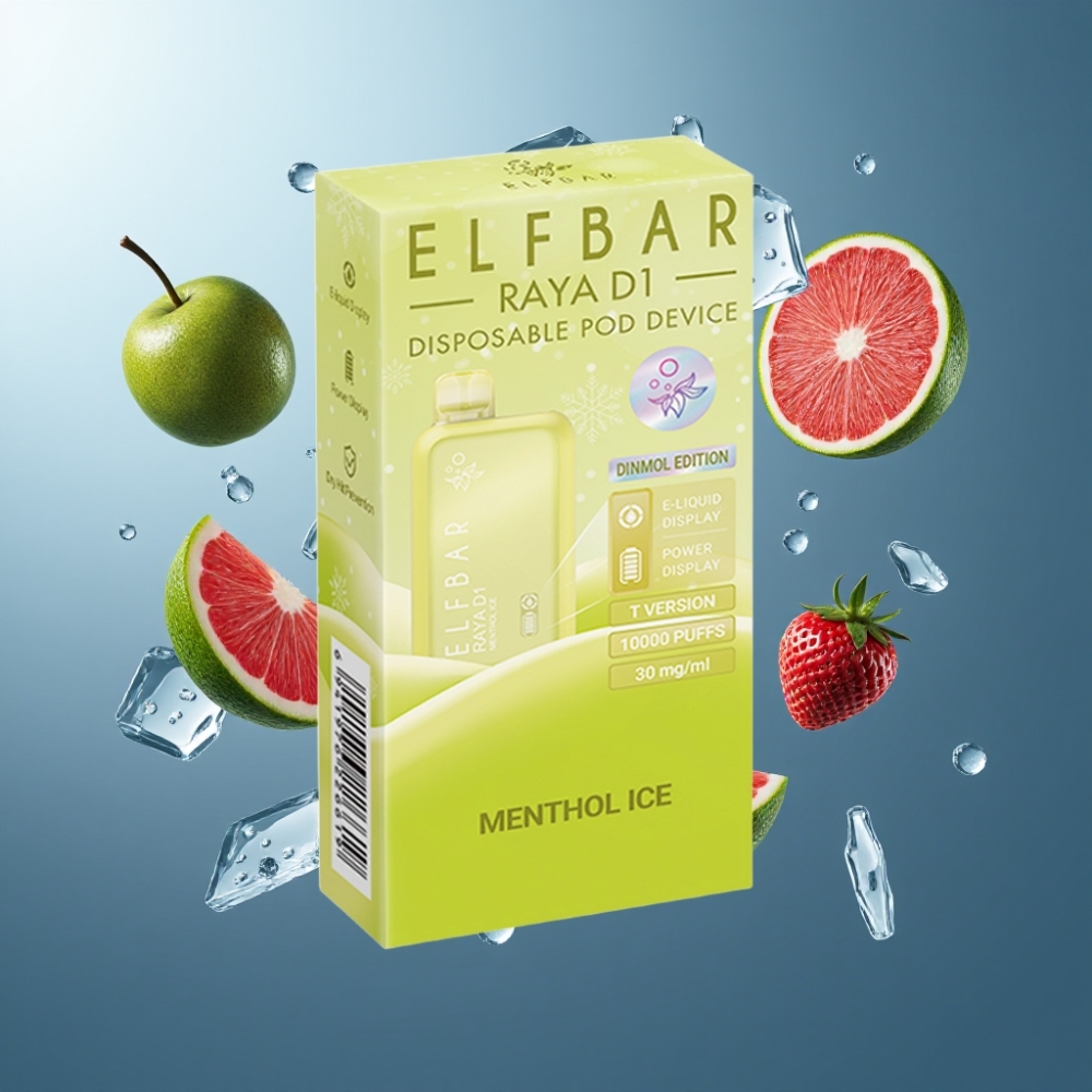 Elf Bar Raya D1 Norge Engros 13000 Puffs 18ml Menthol Is Vape til Engangsbruk med 650mAh batteri og Type-C lading