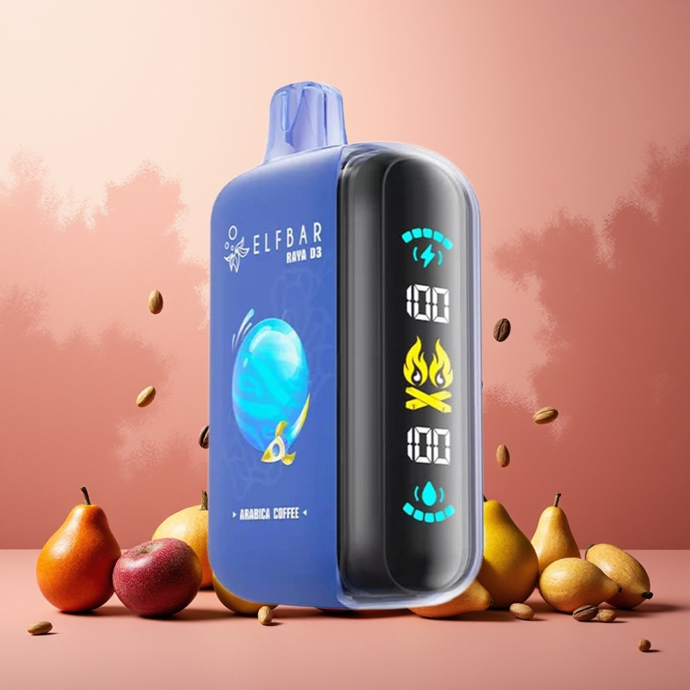 ELF BAR RAYA D3 25000 Puffs Engangsvape Norge Engros – 23ml, 5% Nikotin, 850mAh Oppladbar, Type-C, Stor Skjerm, Arabisk Kaffe