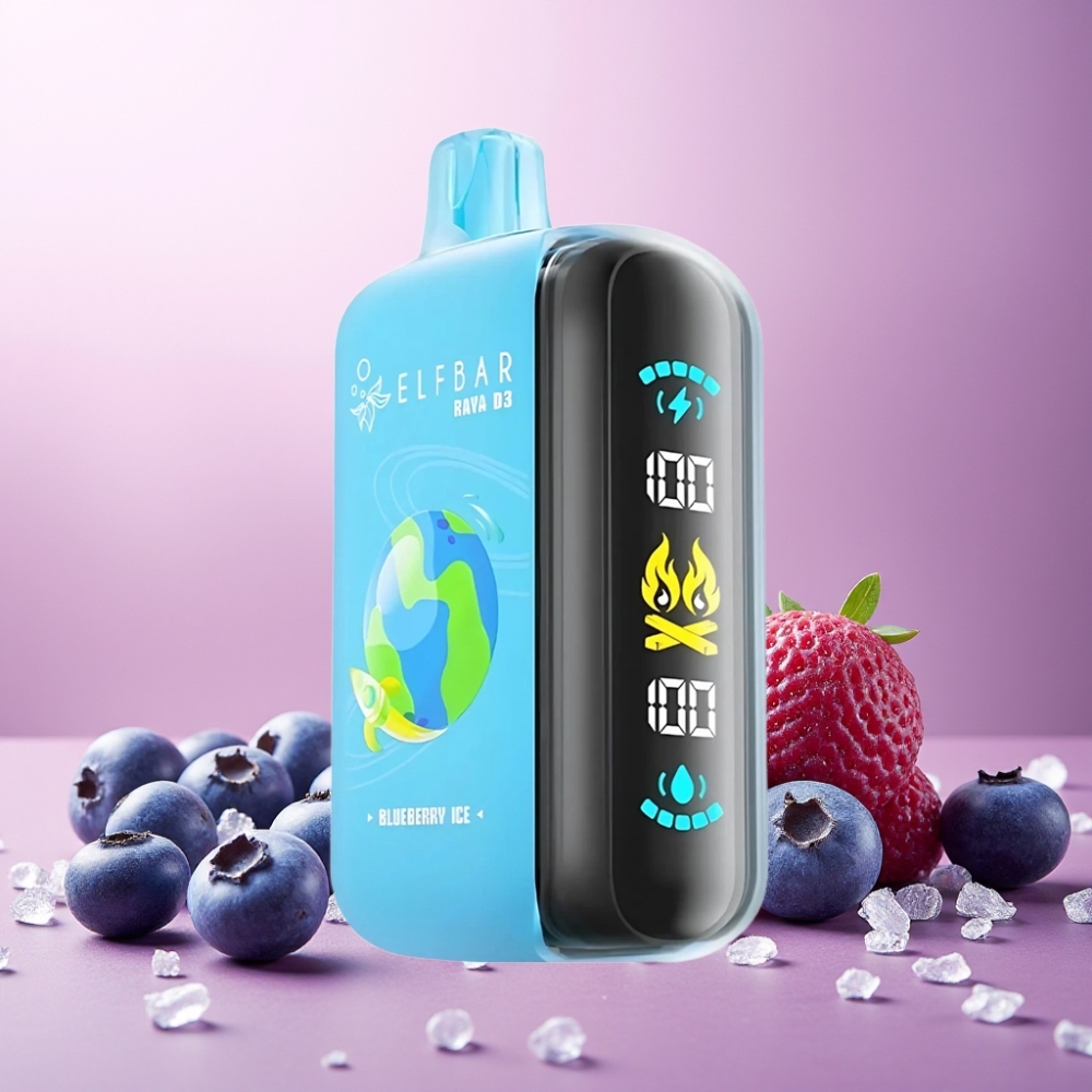 ELF BAR RAYA D3 25000 Puffs Norge Engros – 23ml Blåbær Is, 850mAh Oppladbar, Type-C, 5% Nikotin, Stor Skjerm