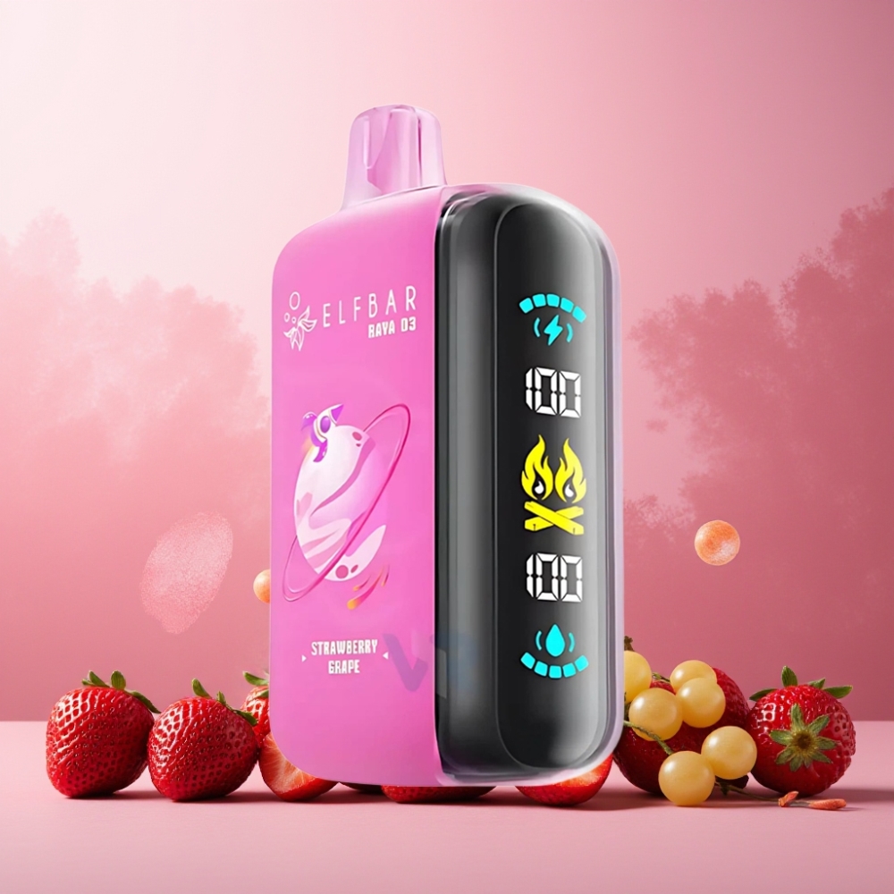 ELF BAR RAYA D3 25000 Puffs Norge Engros Vape til engangsbruk Jordbær Drue – 23ml, 5% Nikotin, 850mAh Oppladbar, Type-C