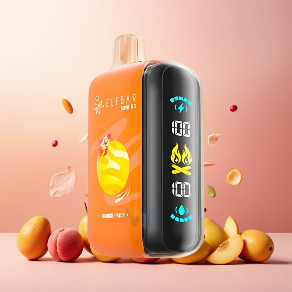 ELF BAR RAYA D3 25000 Puffs Norge Engros Vape til engangsbruk Mango Peach (850mAh, 23ml, 5% Nikotin, Type-C)