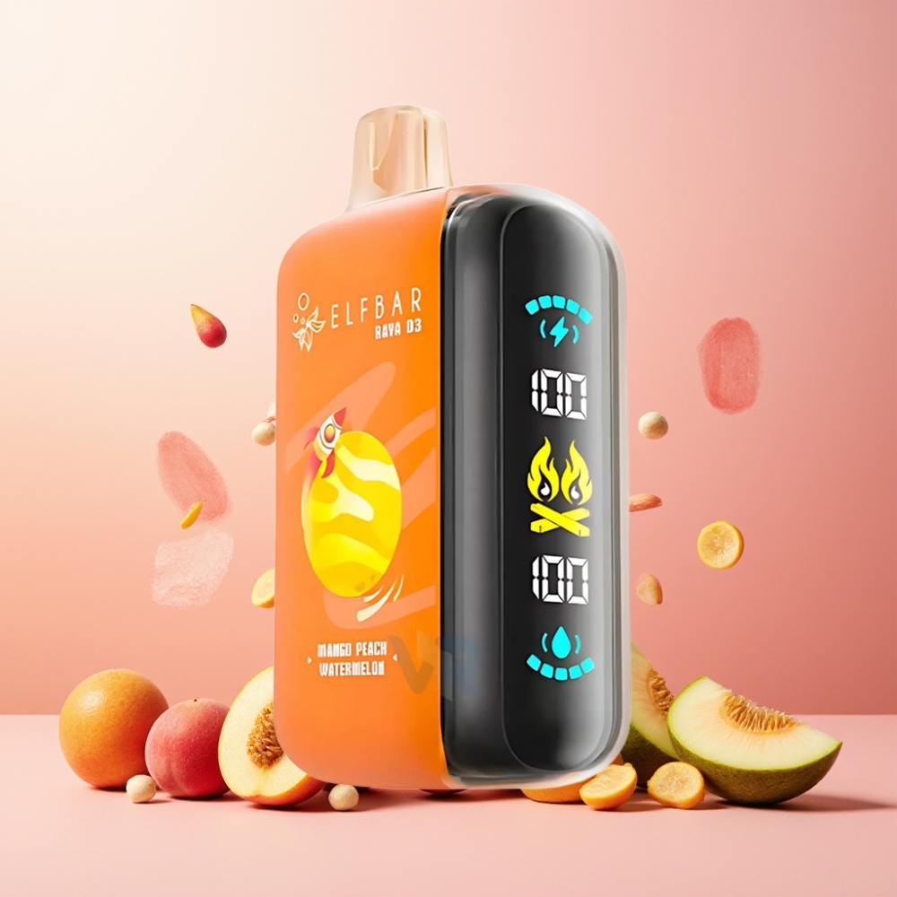 ELF BAR RAYA D3 25000 Puffs Norge Engros Vape til engangsbruk Mango Peach Vannmelon 850mAh Batteri 23ml E-væske 5% Nikotin Type-C Lading