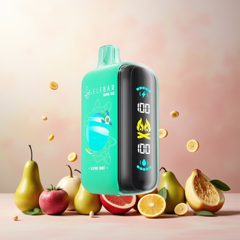 ELF BAR RAYA D3 25000 Puffs Norge engros Vape til engangsbruk Alpin Mynte – 23ml, 5% Nikotin, 850mAh Oppladbar, Type-C