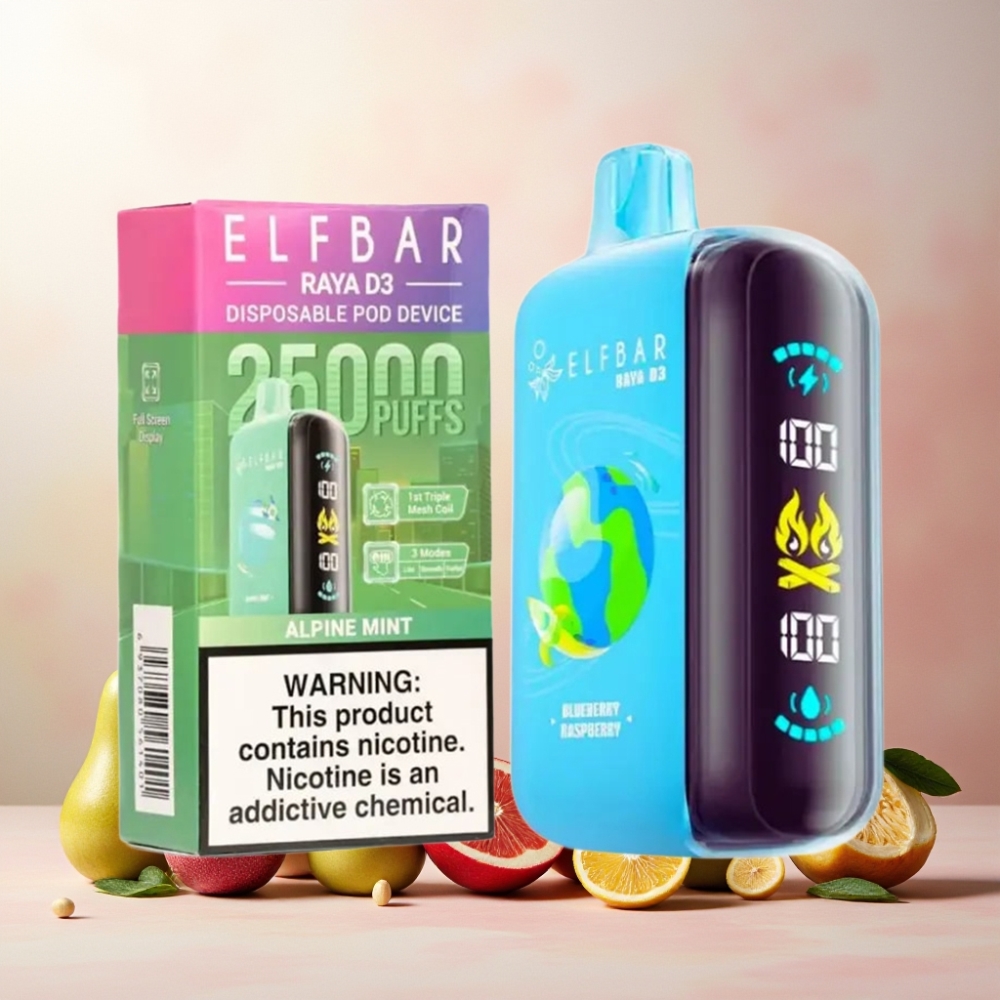 ELF BAR RAYA D3 25000 Puffs Norge engros Vape til engangsbruk Alpin Mynte – 23ml, 5% Nikotin, 850mAh Oppladbar, Type-C