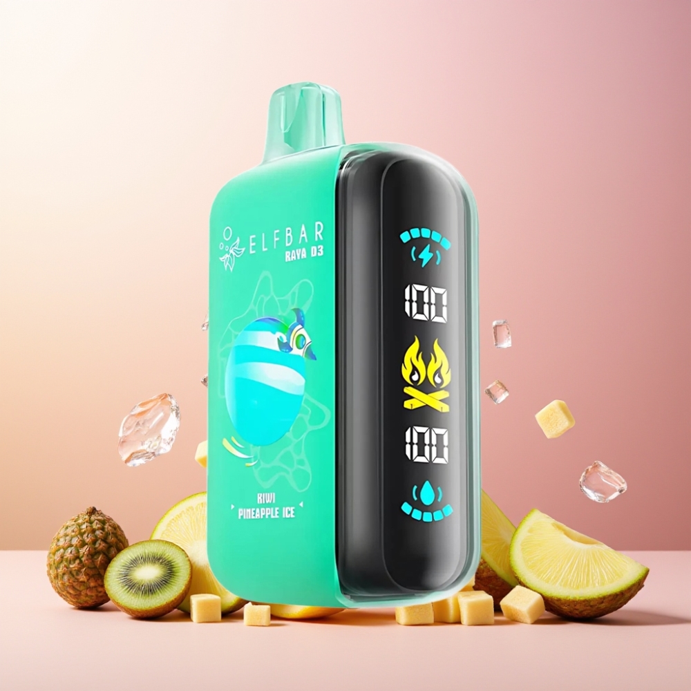 ELF BAR RAYA D3 Norge Engros – 25000 Puffs, 23ml, 5% Nikotin, Kiwi Ananas Is, 850mAh Ladebar, Type-C