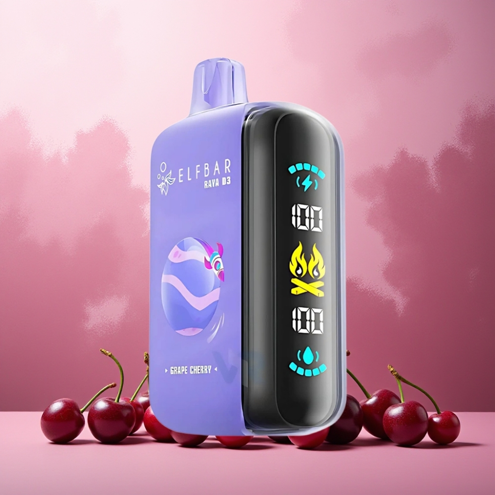 ELF BAR RAYA D3 Norge Engros 25000 Puffs 23ml 5% Nikotin Type-C Ladeskapende Vape til engangsbruk Drupe/Kirsebær