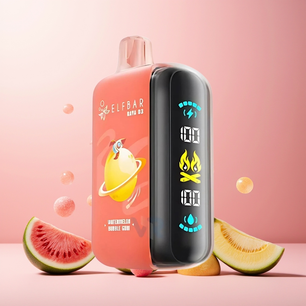 ELF BAR RAYA D3 Norge engros 25000 Puffs Vape til engangsbruk 23ml 5% Nikotin Type-C Vannmelon Bubble Gum