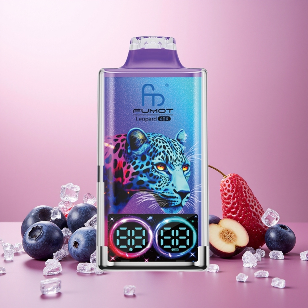 Fumot Leopard Norge Engros 40K Puffs Vape til engangsbruk Blåbær på Is med 700mAh Batteri, Dual Mesh og Type-C Lading