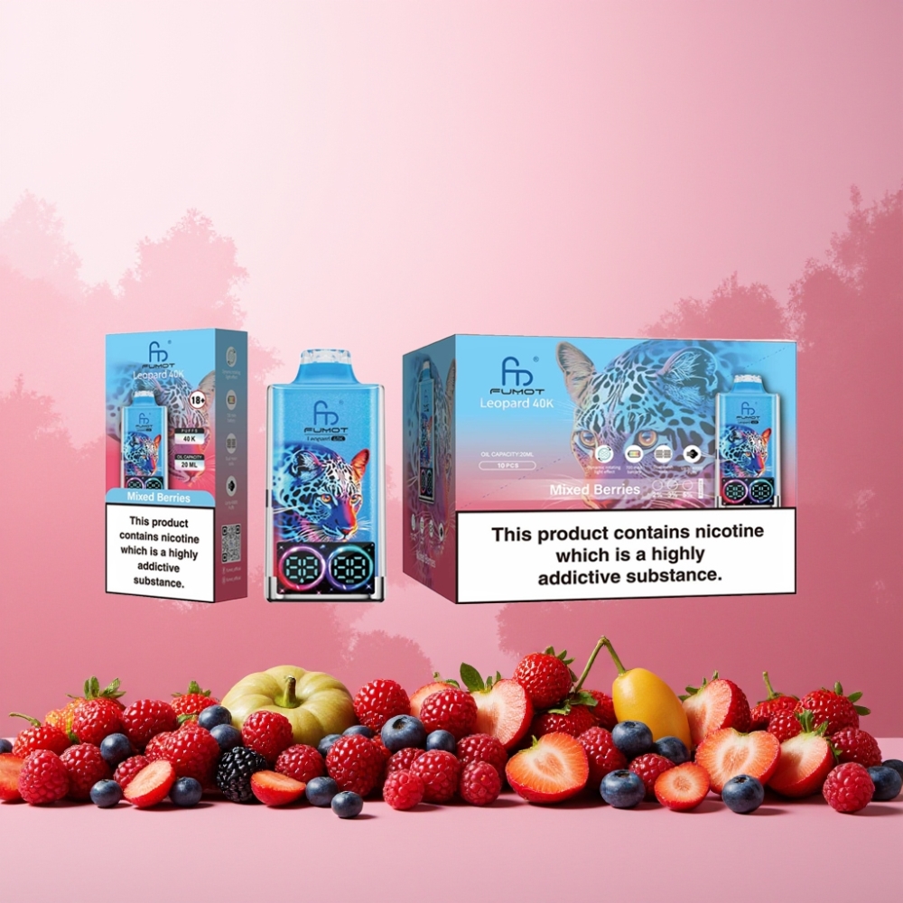 Fumot Leopard Norge Engros 40K Puffs Vape til engangsbruk Blandede Bær – 700mAh, Dual Mesh, Type-C-lading, Digitale Oljekraftvisning