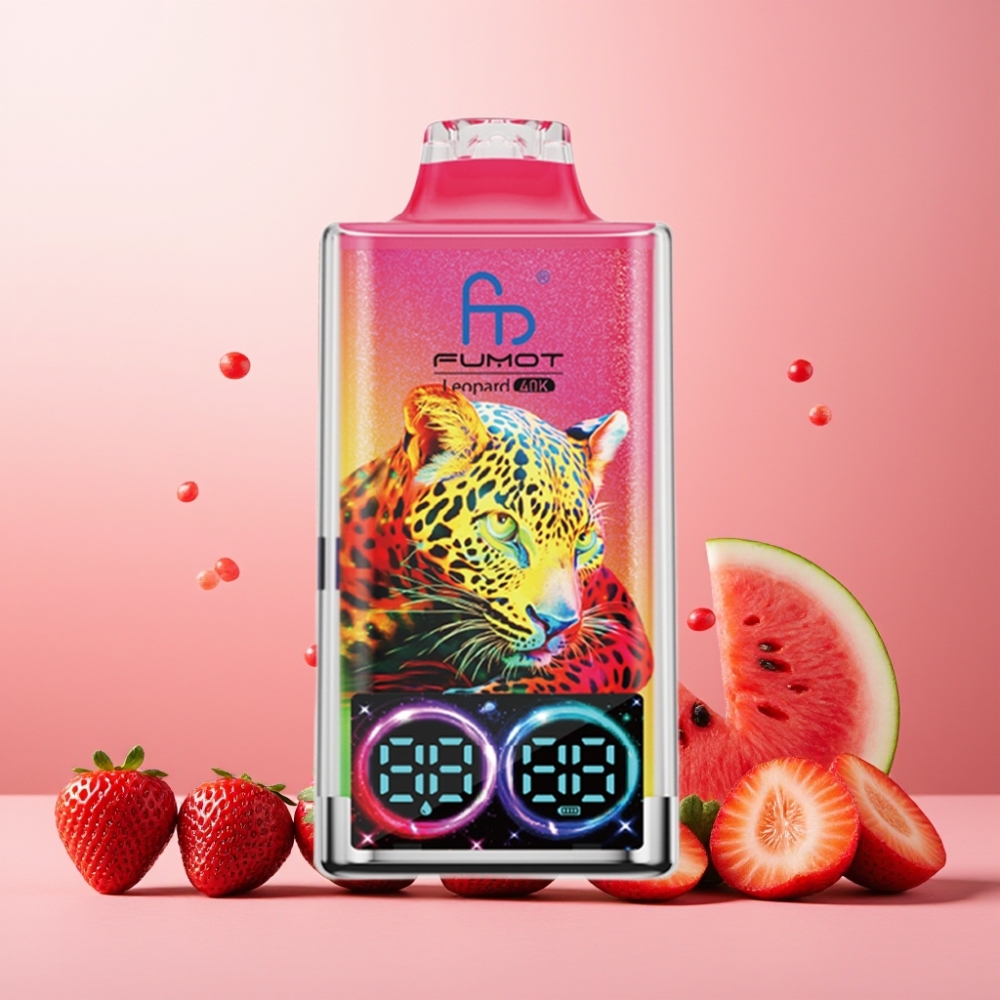 Fumot Leopard Norge Engros 40K Puffs Vape til engangsbruk Jordbær Vannmelon – 700mAh Battery, Dual Mesh, Type-C Charging