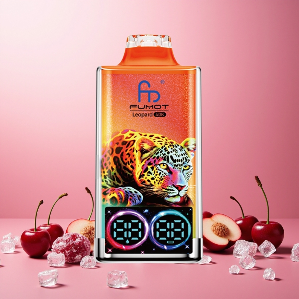 Fumot Leopard Norge Engros 40K Puffs Vape til engangsbruk Kirsebær Is med 0-5% Nikotin, 700mAh Batteri & Type-C Lading