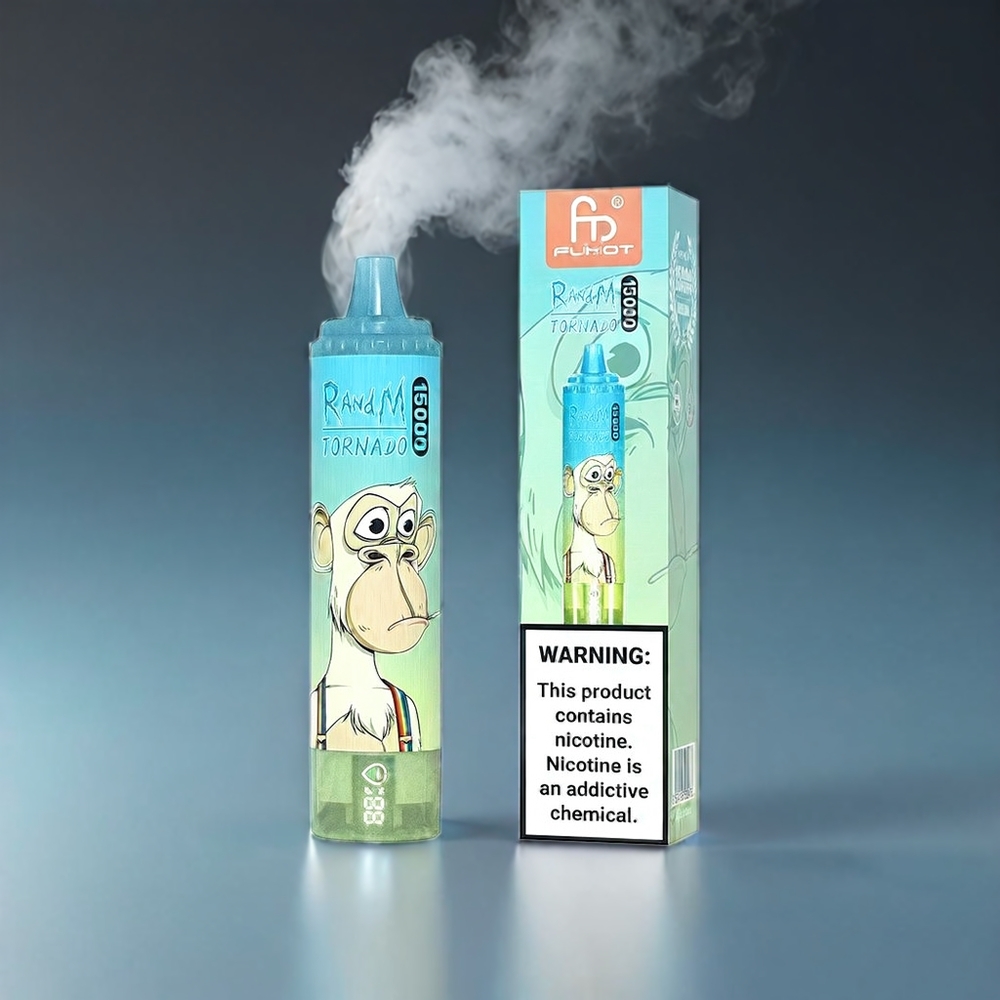 Fumot RandM Tornado 15000 Puffs Norge Engros – 25ml Væske, 850mAh Batteri, Type-C Ladning, LCD Skjerm, 0.9 Ohm Mesh Coil