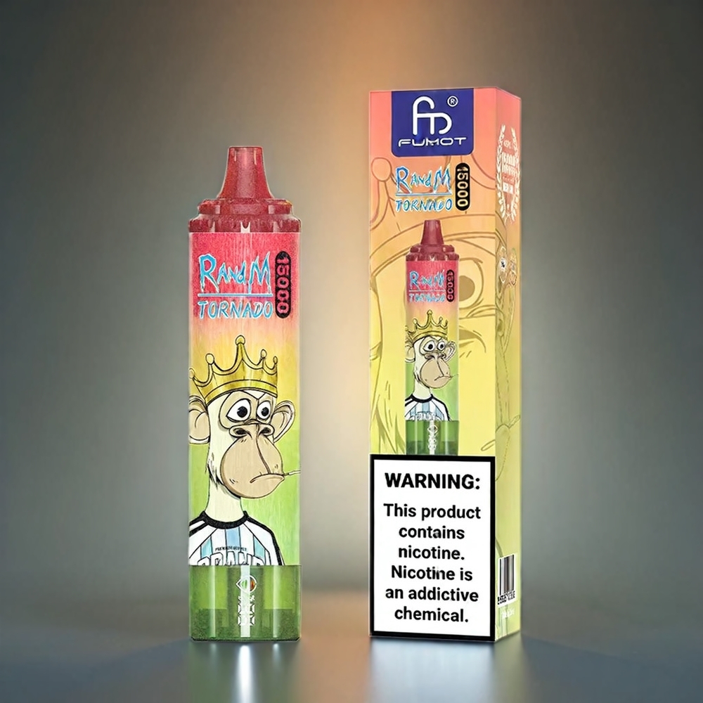 Fumot RandM Tornado 15000 Puffs Norge Engros Eple Fersken Pære 25ml 850mAh LCD Skjerm