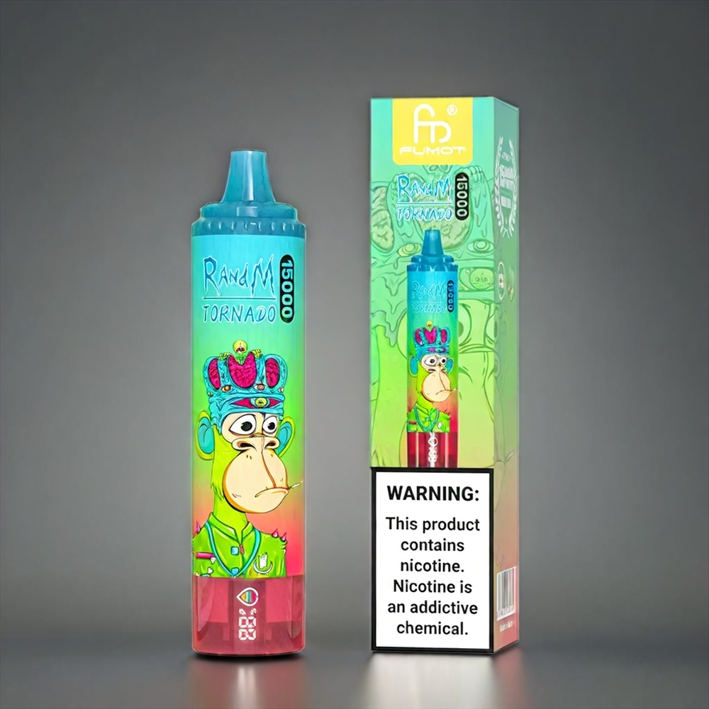 Fumot RandM Tornado 15000 Puffs Norge Engros – Jordbær Vannmelon – 25ml – 850mAh – Mesh Coil – Type-C – LCD Skjerm