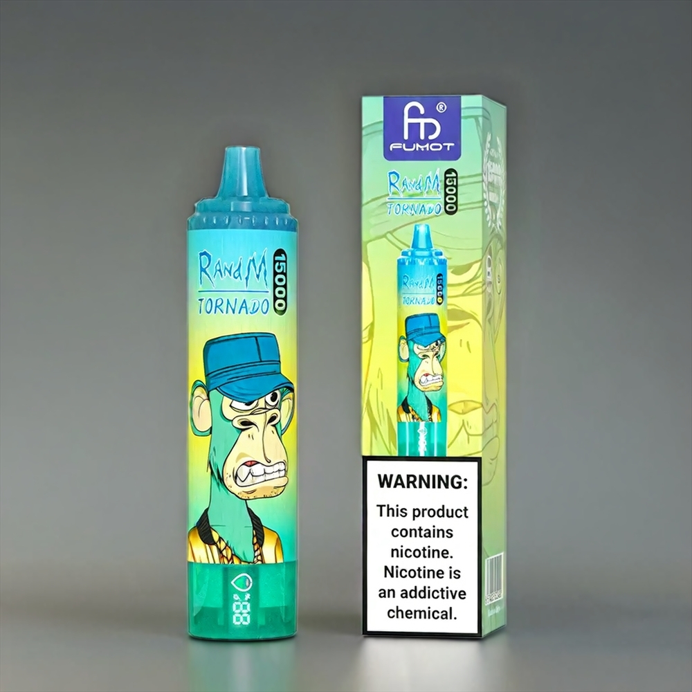 Fumot RandM Tornado 15000 Puffs Norge Engros Vape Kiwi Pasjonsfrukt Guava 25ml 850mAh USB-C LCD Skjerm