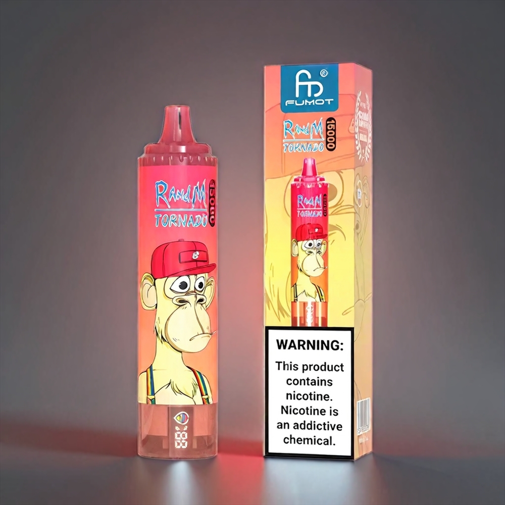 Fumot RandM Tornado 15000 Puffs Norge Engros med 25ml Kapasitet, 850mAh Batteri, Type-C Lading, Jordbær Red Bull