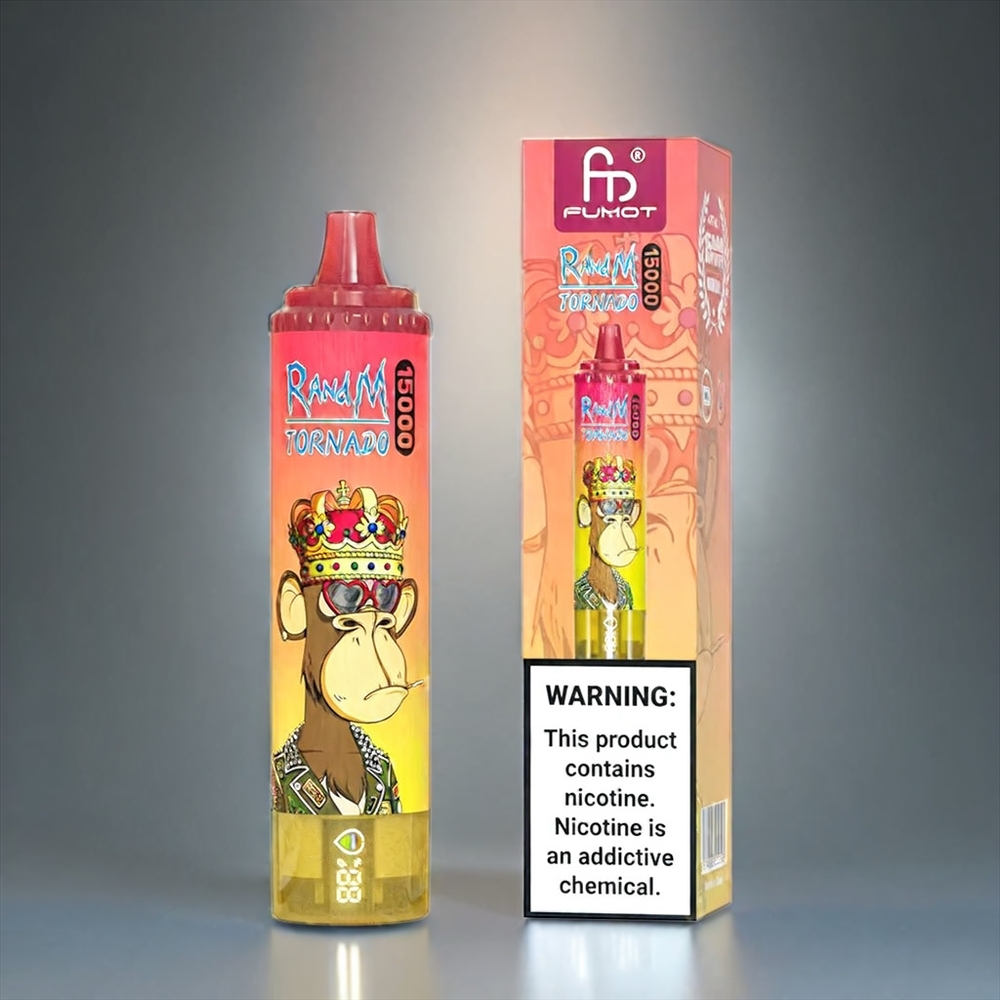 Fumot RandM Tornado 15000 Puffs Norge Engros med 25ml Kapasitet, 850mAh Batteri og Fersken Is