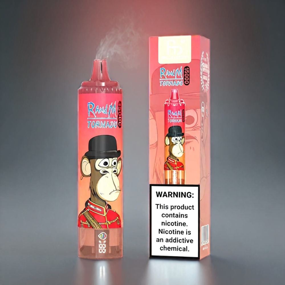 Fumot RandM Tornado 15000 Puffs Norge engros – 25ml Kapasitet, 850mAh, Mesh Coil, Rød Energi Is