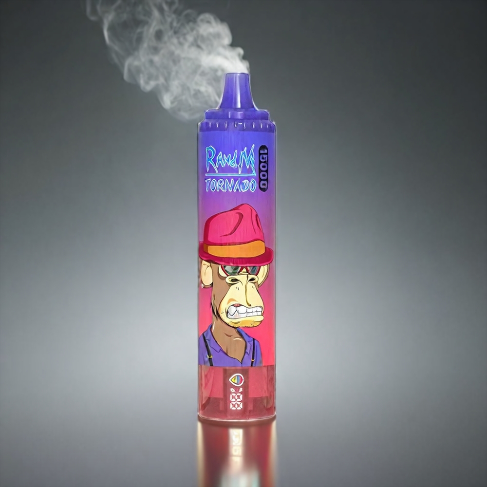Fumot RandM Tornado 15000 Puffs Norge engros – 25ml Sursutt Eple med 850mAh Type-C LCD Skjerm og Mesh Coil