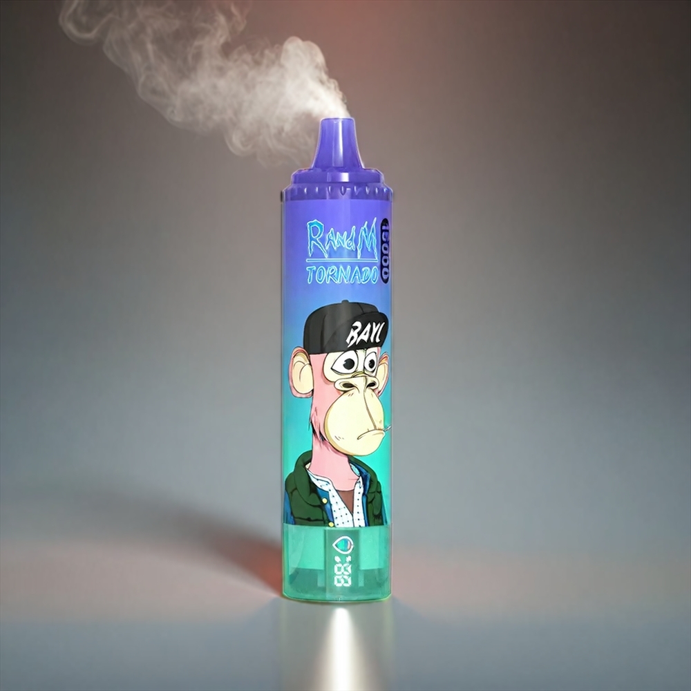 Fumot RandM Tornado 15000 Puffs Norge engros med 25ml Kapasitet, 850mAh Batteri og Type-C Lading – Jordbær Banan