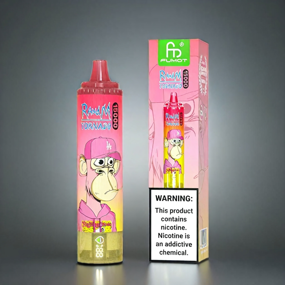 Fumot RandM Tornado 15000 Puffs Norge engros med 25ml kapasitet, 850mAh batteri og Type-C lading