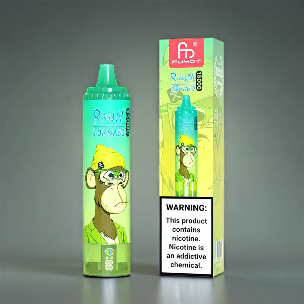 Fumot RandM Tornado 15000 Puffs Norge engros med 25ml kapasitet, 850mAh batteri og Type-C lading – Sitron Lime