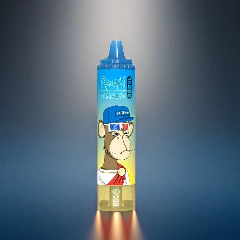 Fumot RandM Tornado 850mAh 25ml Norge engros Disposable Vape Mr. Blå – 15,000 Puffs, Type-C, LCD Skjerm, Mesh Coil 0.9 Ohm Nikotin 0% 2% 3% 5%
