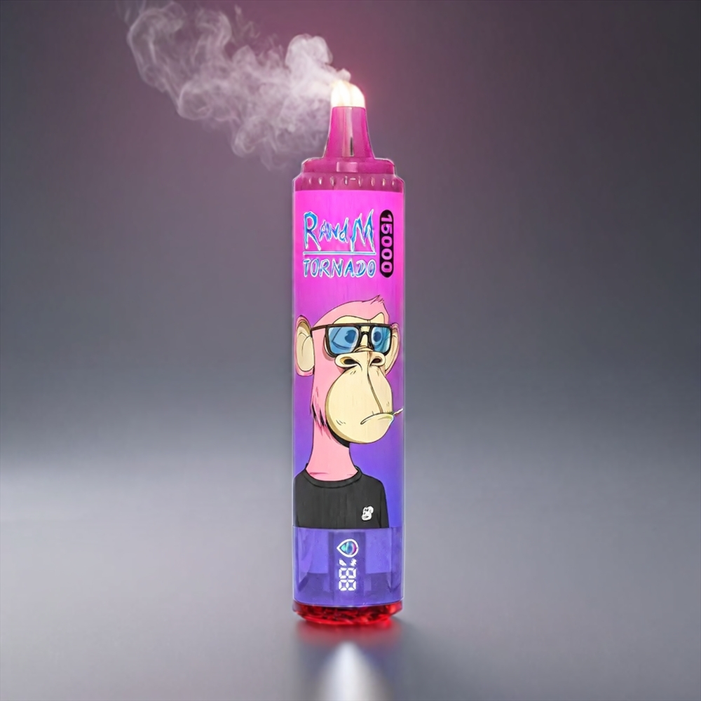 Fumot RandM Tornado Norge engros 15.000 Puffs 25ml 850mAh Type-C LCD Jordbær Drue