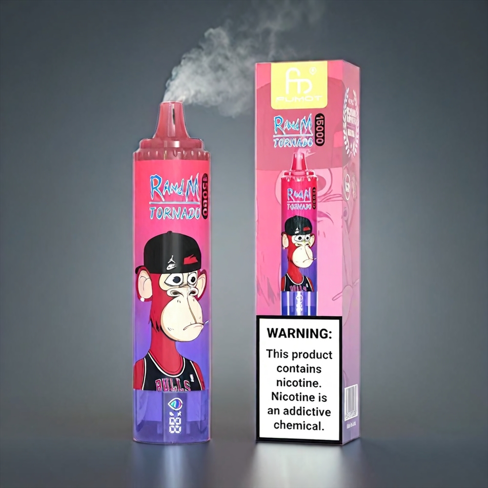 Fumot Randm Tornado 15000 Puffs Norge Engros Vape Blåsur Bringebær med 25ml Kapasitet og 850mAh Batteri