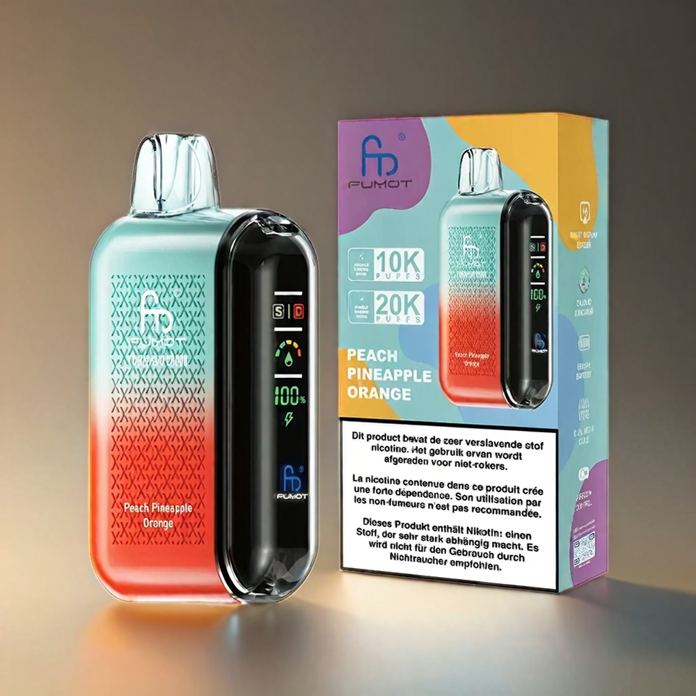 Fumot Tornado 20000 Puffs Norge Engros – 20ml E-liquid, 850mAh Batteri, Dual Mesh Coil, Peach Pineapple Orange