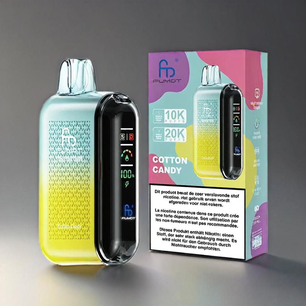 Fumot Tornado 20000 Puffs Norge Engros – 20ml E-liquid, 850mAh Batteri, Smart Display, Luftstrømkontroll – Bomullsgodis