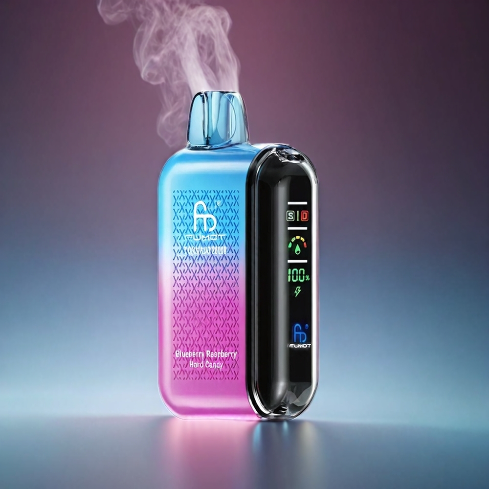 Fumot Tornado 20000 Puffs Norge Engros – Blåbær & Bringebær Hard Candy med Dual Mesh Coil, 20ml E-liquid og 850mAh Batteri