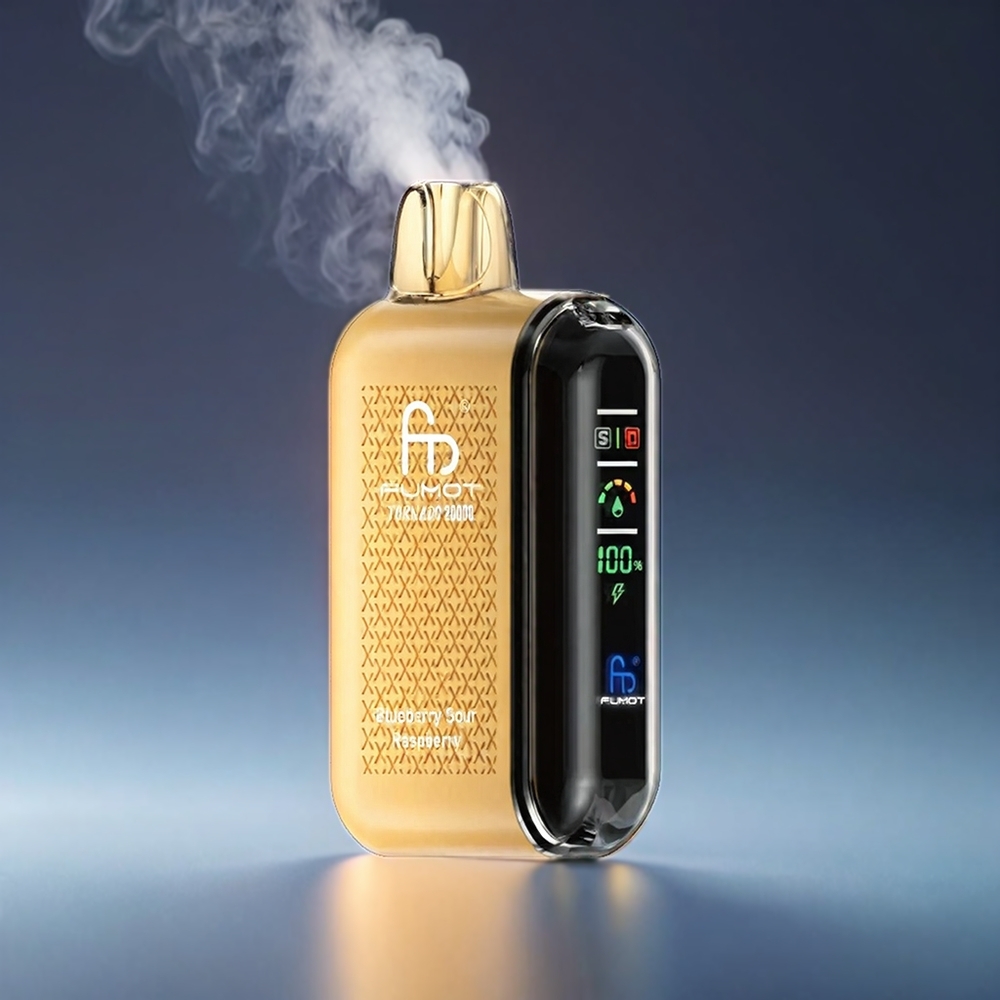 Fumot Tornado 20000 Puffs Norge Engros – Blåbær Sur Bringebær med Dual Mesh Coil, 20ml E-liquid, 850mAh Batteri, Smart Display
