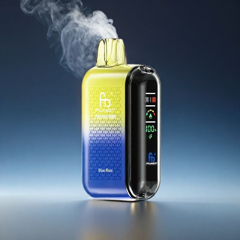 Fumot Tornado 20000 Puffs Norge Engros – Dual Mesh Coil, 20ml E-liquid, 850mAh Battery, Blå Bringebær