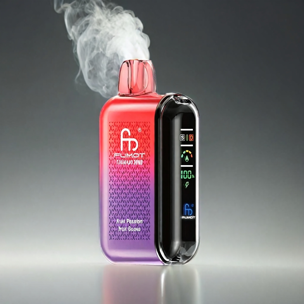 Fumot Tornado 20000 Puffs Norge Engros – Kiwi Pasjonsfrukt Guava med Dual Mesh Coil, 20ml E-liquid, 850mAh Batteri