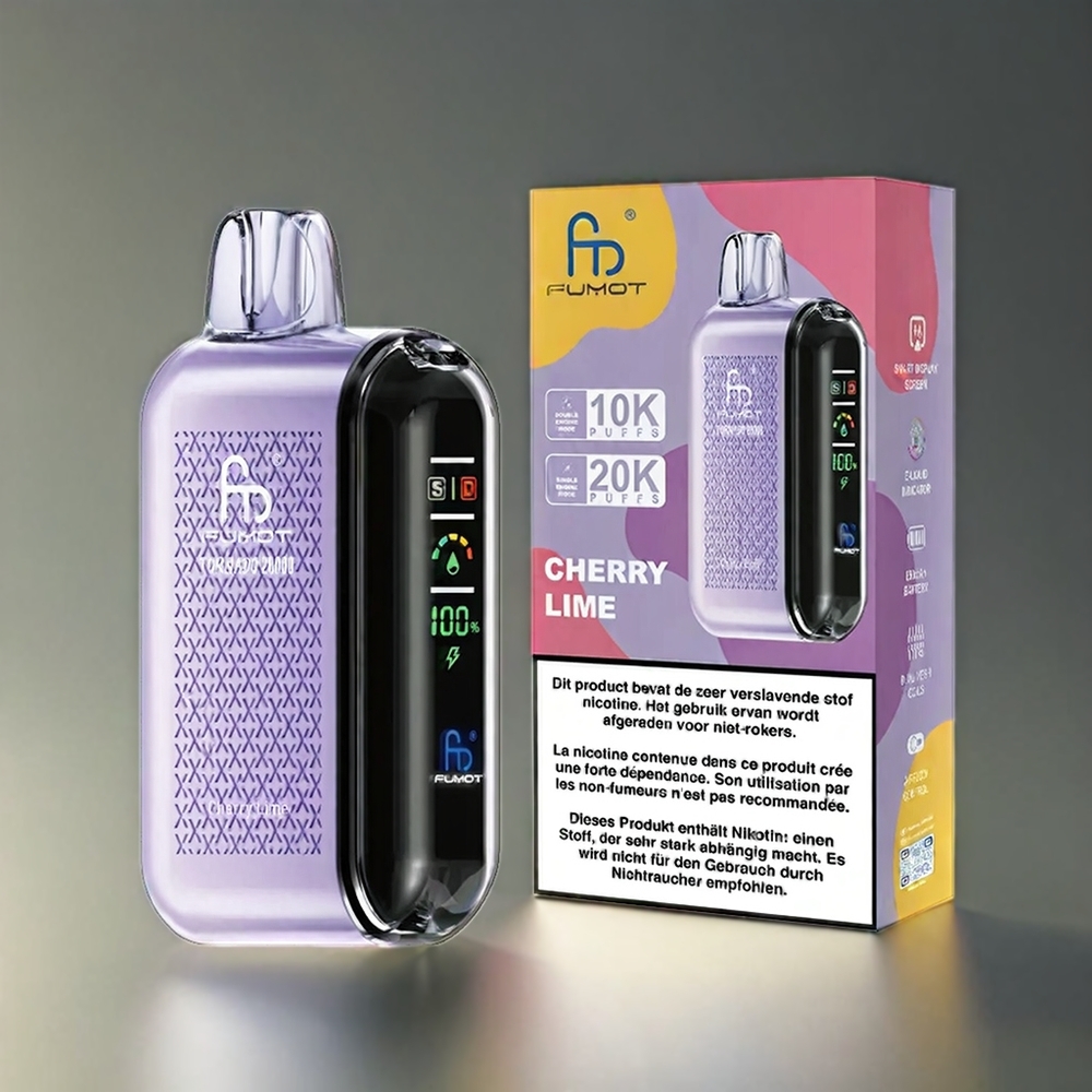 Fumot Tornado 20000 Puffs Norge Engros Vape Kirsebær Lime med 20ml E-liquid og 850mAh Batteri