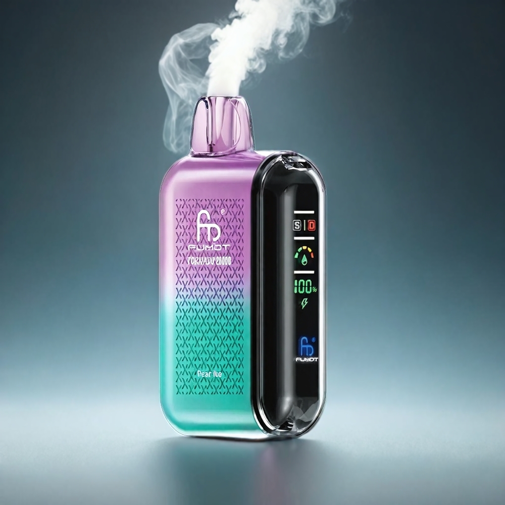 Fumot Tornado 20000 Puffs Norge Engros Vape Pære Is med Dual Mesh Coil, 850mAh Batteri og Smart Display