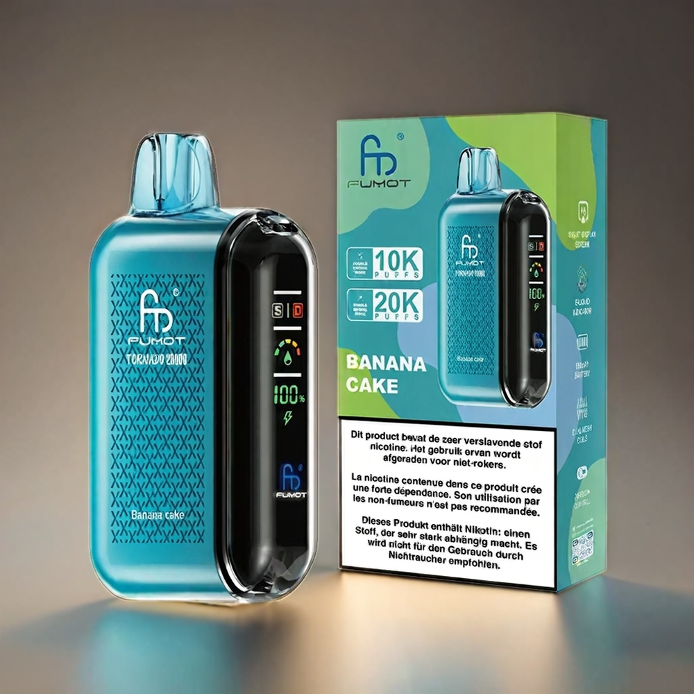Fumot Tornado 20000 Puffs Norge Engros med Banankake, Dual Mesh Coil, 20ml E-liquid, 850mAh Batteri
