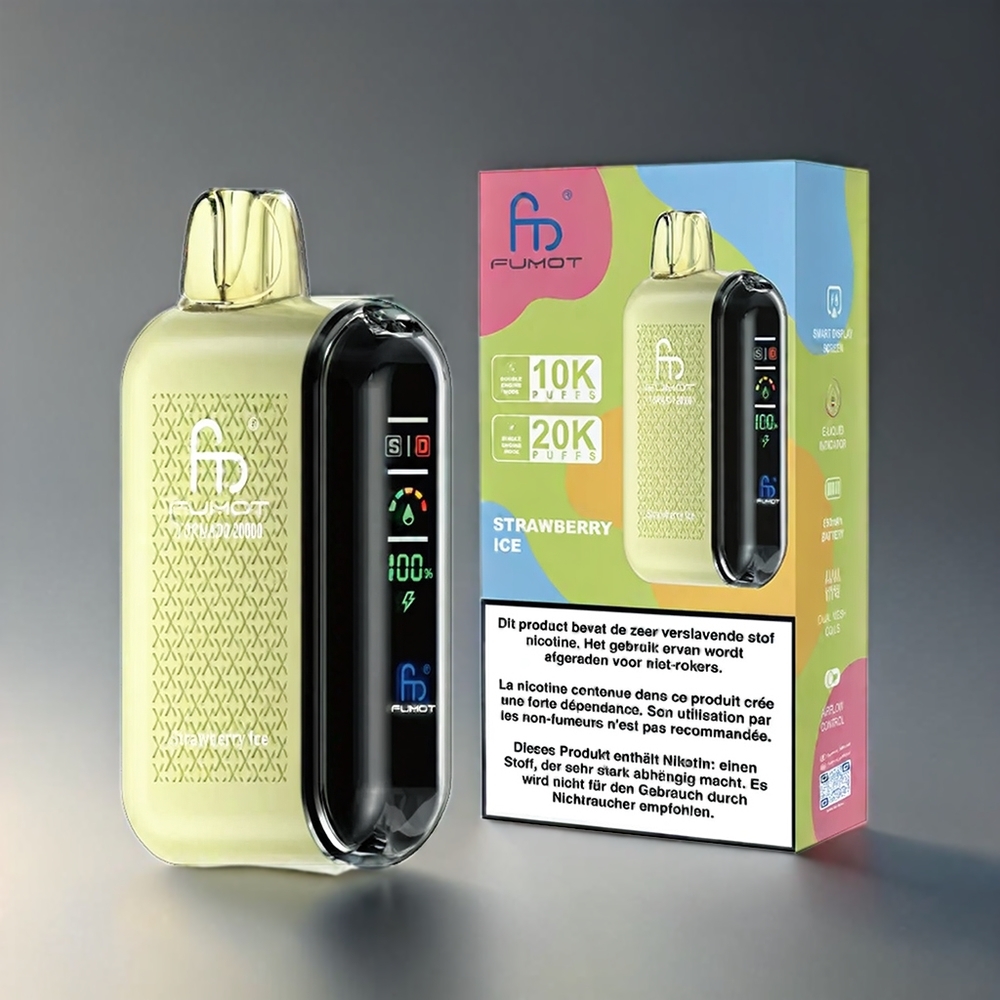 Fumot Tornado 20000 Puffs Norge Engros med Jordbæris, Smart Display og 850mAh Batteri