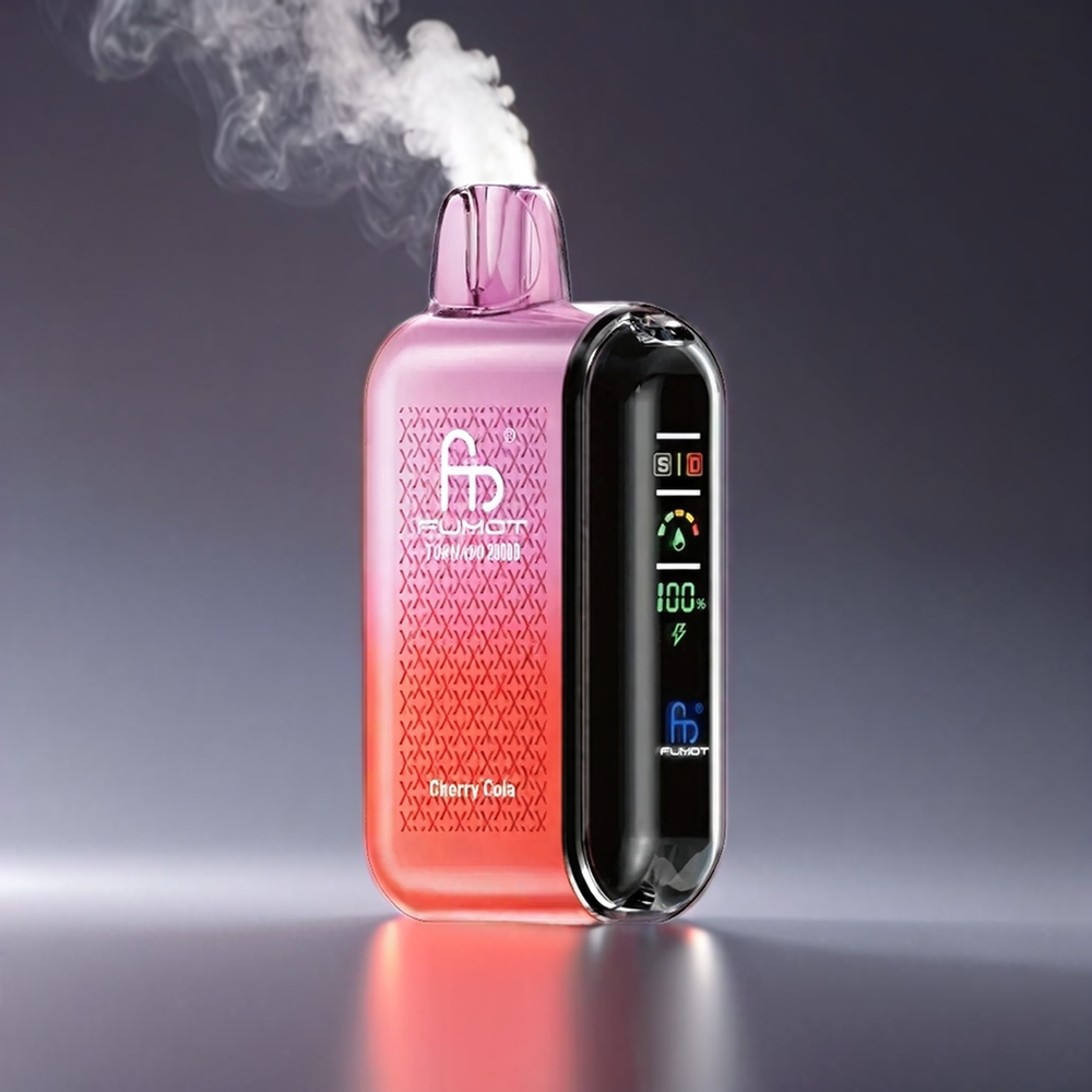 Fumot Tornado 20000 Puffs Norge engros med Dual Mesh Coil, 20ml E-liquid og Smart Display – Kirsebær Cola