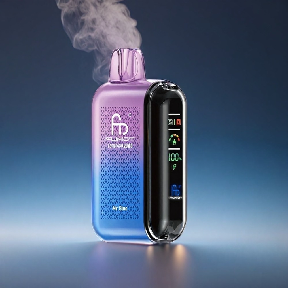 Fumot Tornado Norge Engros 20000 Puffs 20ml E-liquid 850mAh Mr Blå Smart Display Luftstrømkontroll