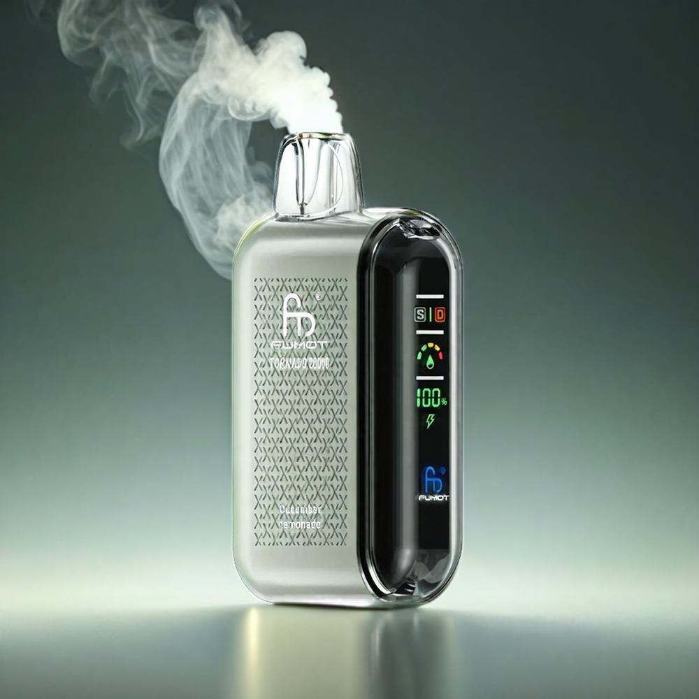 Fumot Tornado Norge Engros 20000 Puffs Vape Agurk Sitronade med Dual Mesh Coil, 20ml E-liquid og 850mAh Batteri