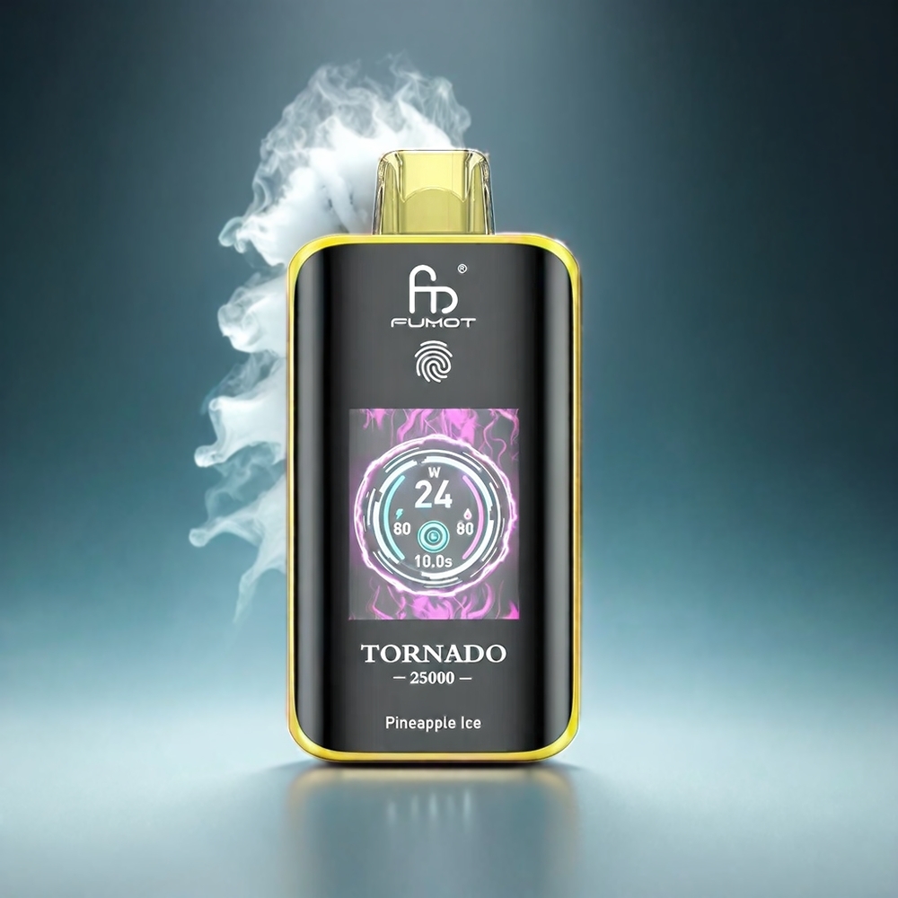 Fumot Tornado 25000 Puffs Norge Engros HD Skjerm 700mAh Pineapple Ice 20ml 0/2%/3%/5% Nikotin Type-C