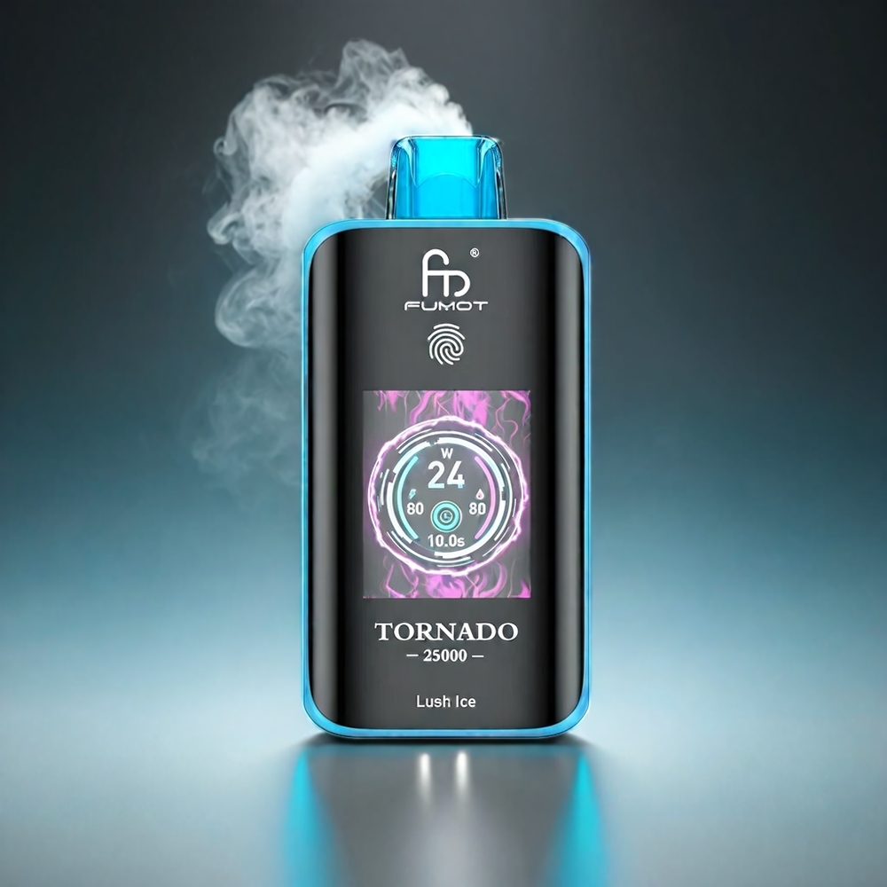Fumot Tornado 25000 Puffs Norge Engros med HD Skjerm, 700mAh Batteri og 20ml E-væske – Lyst Is