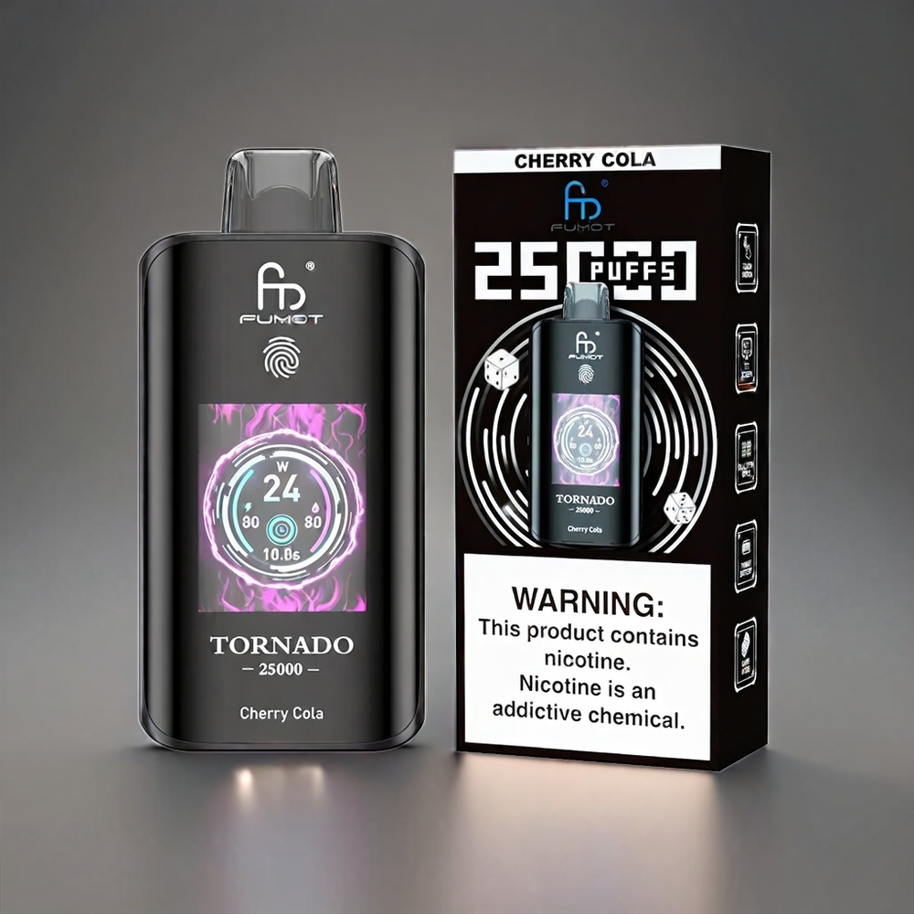 Fumot Tornado 25000 Puffs Norge Engros med HD Skjerm, 700mAh Batteri og Kirsebær Cola Smak