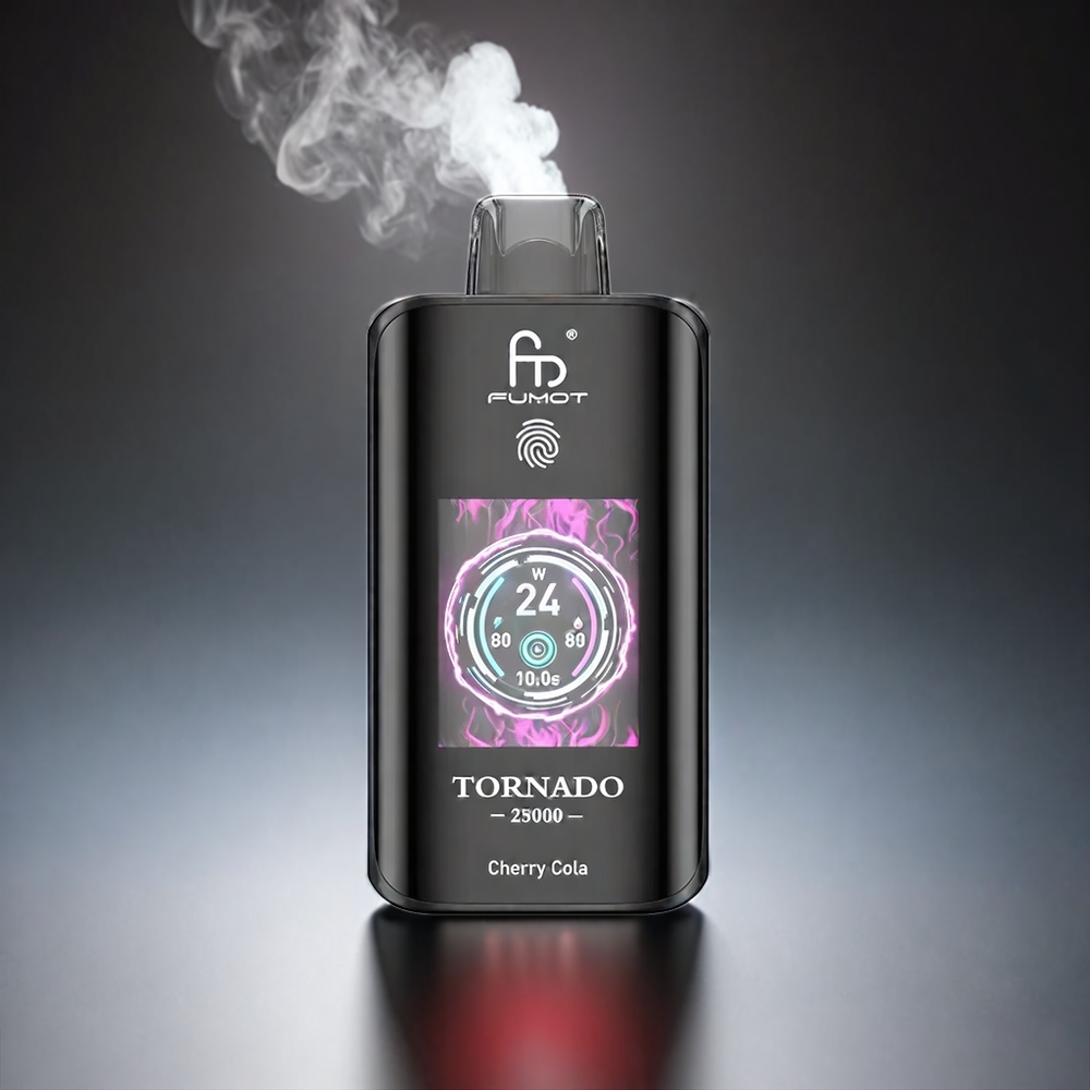 Fumot Tornado 25000 Puffs Norge Engros med HD Skjerm, 700mAh Batteri og Kirsebær Cola Smak