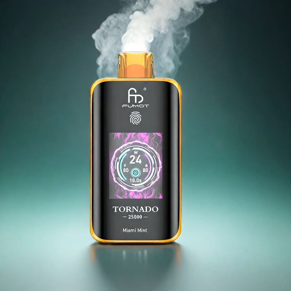 Fumot Tornado 25000 Puffs Norge Engros med HD Skjerm, 700mAh Batteri og Miami Mint Smak