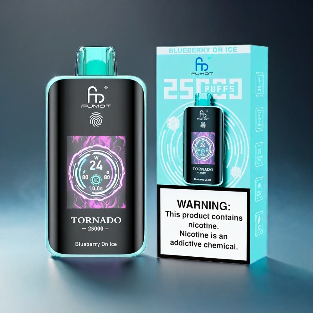 Fumot Tornado 25000 Puffs Norge Engros med HD-skjerm, 700mAh batteri og blåbær på is