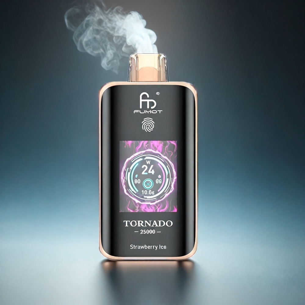 Fumot Tornado 25000 Puffs Norge engros HD Skjerm Jordbær Is 700mAh 20ml Type-C