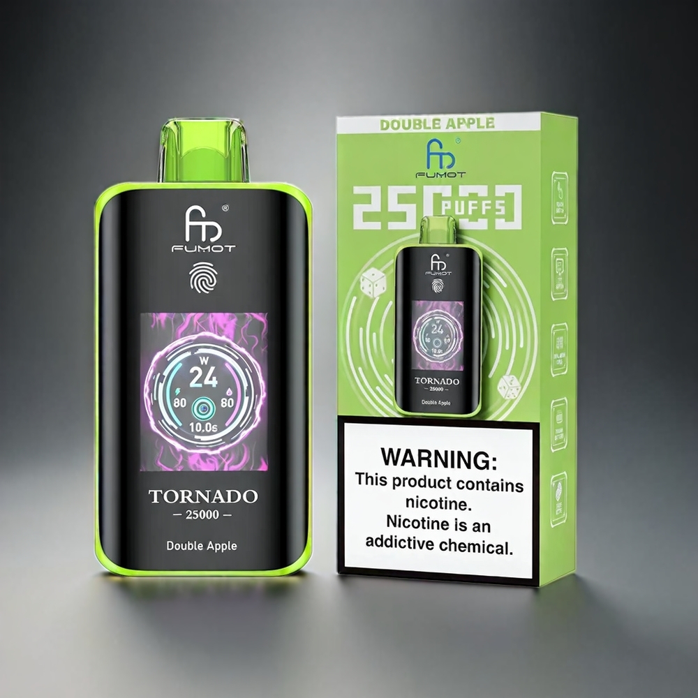 Fumot Tornado 25000 Puffs Norge engros med HD-skjerm, 700mAh batteri og dobbel eple smak